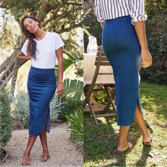 Frank & Eileen Donegal Denim Skirt Midi 1977 Wash Blue Size 10 EUC - Picture 1 of 6